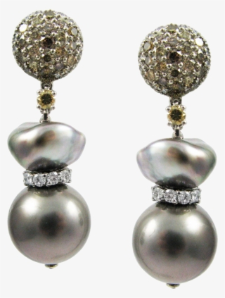 Platinum Kurt Wayne Tahitian Pearl And Diamond Earring #5909188