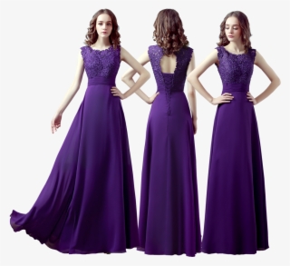 Cadbury Purple Lace Chiffon Long Maxi Evening Wedding - Dress #5919921