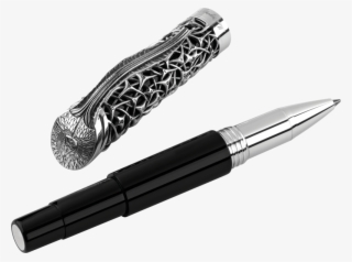 Brain Rollerball, Silver - Black Sterling Silver Rollerball Pen #5923357