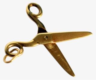 Vintage Golden Scissors Pendant, Gift For Her, Golden - Charm Bracelet #5937491