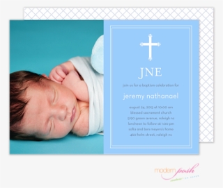 Baby Cross Boy Baptism Digital Photo Invitation #5950633