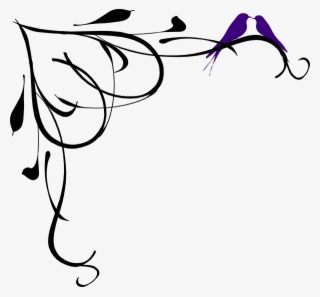 Black Scroll Border Clip Art Clipart - Two Love Birds Black And White #5956350