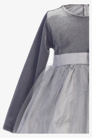 Silver Velvet & Glitter Tulle Girls Christmas Holiday - Samtkleid Emmi Grau Silber Samt Tüll Glitzer Festlich #5959404