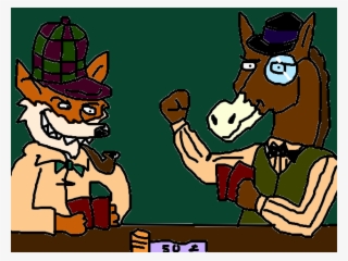 Sherlok Holmes Zorro Apostando Contra Watson Caballo - Cartoon #5960843