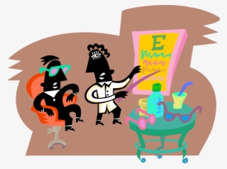 Vector Illustration Of Man Receiving Vision Test From - Illustration #5969369