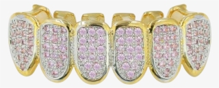 Zircon Fang Mouth Teeth Grills Caps - Pink Grillz #5973044