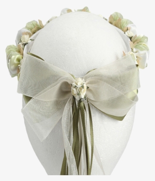 Sage Silk Floral Crown Wreath W Back Satin Bows Girls - Satin #5974676