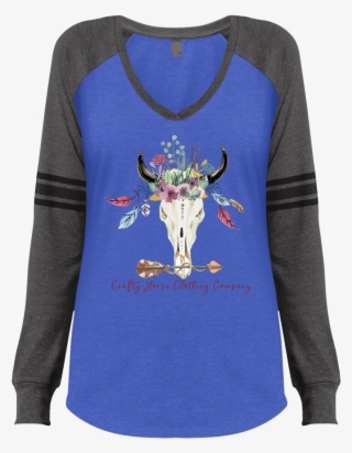 Boho Flower Crown District Made Ladies' Game Ls V Neck - Long-sleeved T-shirt #5975253