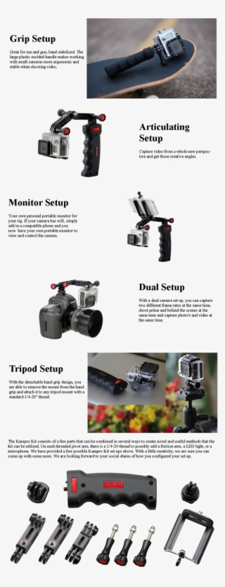 Capture Every Moment Of Your Adventure With The Kamerar - Kamerar Kampro Handle Kit, Hand Held Support, Gopro #5977035