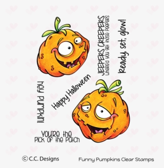 Funny Pumpkins Clear Stamp Set - C C Designs Rubber Stamps #5985955