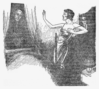 A Standing Woman Recoils At A Face In The Window - Portable Network Graphics #5986625