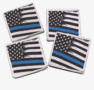 Police Flag Blue Line Stone Coasters - Police #5989425