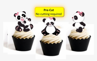 12x Edible Wafer Baby Girl Panda Cupcake Toppers For - Girl Panda Baby Shower Cupcakes #5993488