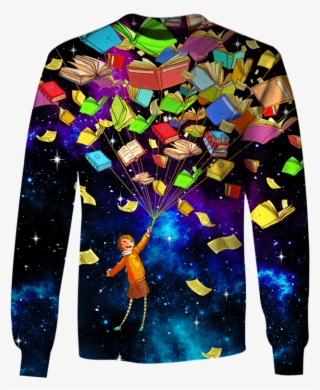 3d The Girl With Flying Books Full Print T Shirt #5998379