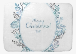 Merry Christmas Card Watercolor Oval Frame Of Different - Watercolor Painting #60118