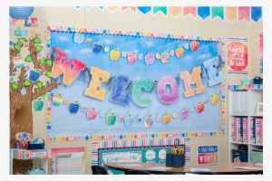 Watercolor Welcome Bulletin Board Display Set Alternate - Classroom Watercolor Theme Bulletin Board #60502