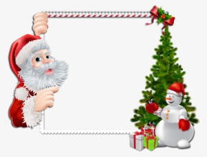 Large Christmas Png Frame With Santa And Snowman - Marcos Para Tarjetas De Navidad #62010