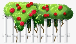 White Fence With Roses Png Clipart - Rose Fence Vector #62404
