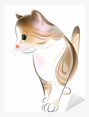 Hand Drawn Portrait Of Ginger Tabby Kitten - Kitty In The Garden Shower Curtain #64097