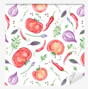 Tomato And Spices Fresh Watercolor Background Wallpaper - Watercolor Painting #64447