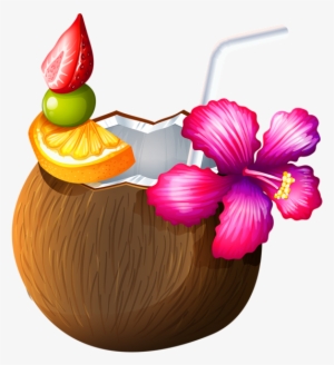 Exotic Coconut Cocktail Png Clipart - Coconut Drink Clip Art #64651