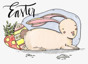 Domestic Rabbit Easter Bunny Watercolor Painting - Glückliche Osterhasen-illustrations-karte Grußkarte #64879