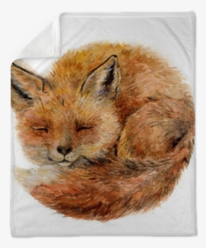 Watercolor Cute Sleepy Fox Isolated On White - Black Forest Decor Baby Fox Indoor/outdoor Pillow #65202