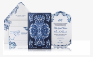 Blue And White Watercolor Wedding Invitation - Blue And White China Wedding #66069