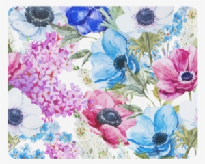 Watercolor Floral Pattern Rectangle Mousepad - Blaues Lila Watercolor-blumenmitternachtsmuster Mousepad #66157