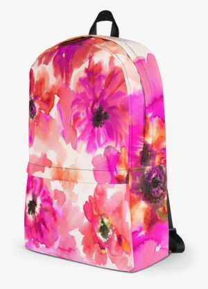 Watercolor Anemones Fuchsia Orange Backpack - Png Watercolor Anemones Orange & Yellow Backpack #66982
