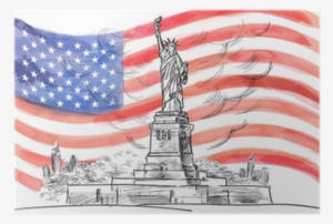 Watercolor Vector Flag Of Usa - Statue Of Liberty #67571