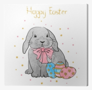 Cute Watercolor Easter Rabbit With Eggs - Conejo Princesa #67591