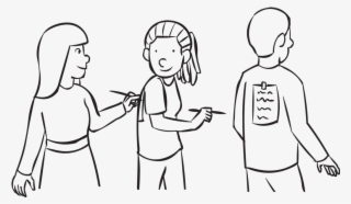 Back People With Notes Stuck To Their Back Playing - Cartoon #67660