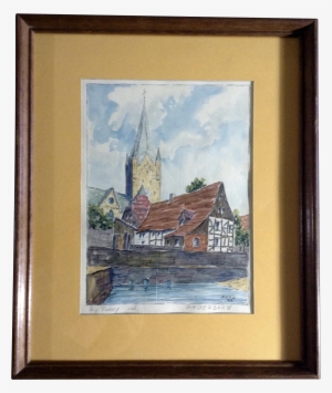 Sehr, Paderborn Cathedral In Germany Watercolor Painting - Picture Frame #67770