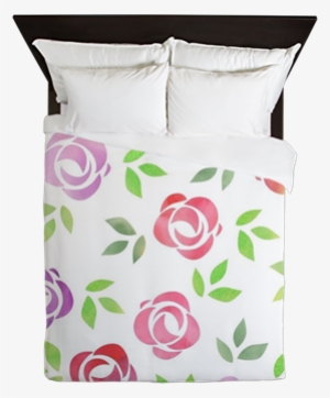 Pretty Purple And Pink Watercolor Flowers Patterned - Friends Tv Show Duvet Set #68291