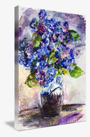 "blue Hydrangeas Art Glass Vase Still Life" #68957