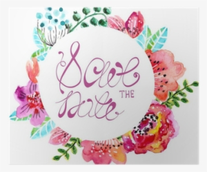 Watercolor Floral Frame For Wedding Invitation Poster - Alpha Chi Omega #600738