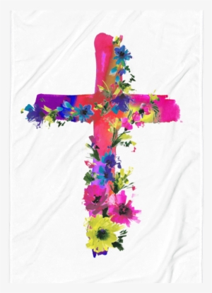 Watercolor Flowers & Cross Towel Llama Luv Co #600776