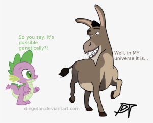 Diegotan, Crossover, Donkey, Grin, Raised Hoof, Raised - Dragon And Donkey Fan Art #601319