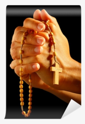 Christian Human Praying With Rosary In Hands Wall Mural - Das Rosenkranz-gebet #604895