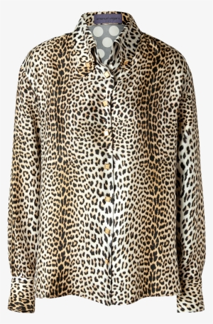 Emanuel Ungaro Silk Leopard Print Front Polka Dot Back - Silk Leopard Print Shirt #605132