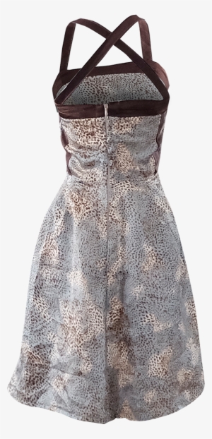 Gold And Teal Satin Leopard Print Dress By British #605305