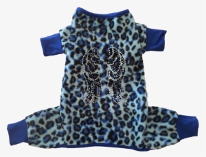 Blue And Black Leopard Print Fleece W/ Wing Iron On - Iron-on #605699