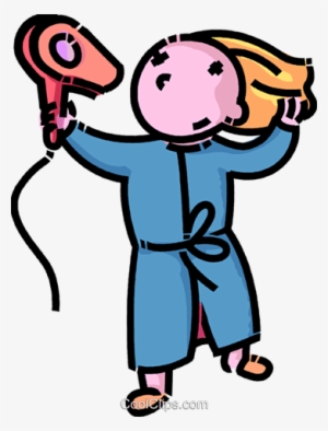 Girl Blow Drying Her Hair - Someone Drying Their Hair Clipart #606308