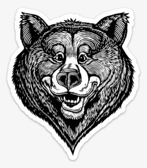 Image Of Happy Bear Face Vinyl Sticker - Sketch #606661