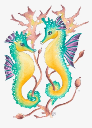Seahorses Shabby Shower Curtain #609235