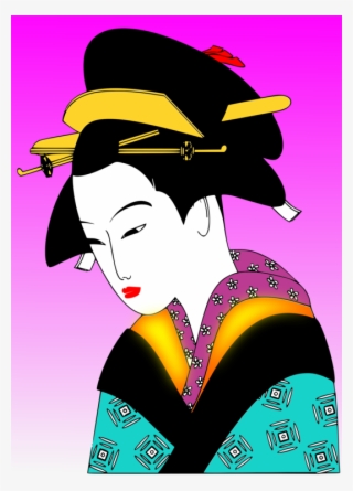 Japanese Art Woman Geisha Kimono - Japanese Woman Clipart Png #6010369