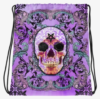 Pastel Goth Skull String Backpack, Soft Grunge Bag - Soft Grunge #6010985