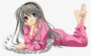 Tomoyo In Pajamas - Full Color Anime Girl Sticker, Anime Girl Decal, Wall #6016130