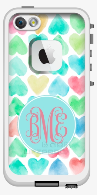 Watercolor Hearts Monogrammed Lifeproof Iphone 5/5s - Lifeproof Iphone 5/5s Case #6016373